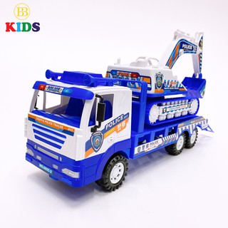 Đồ Chơi Trẻ Em - Xe Ô Tô Tải Và Máy Xúc Cảnh Sát Cho Bé