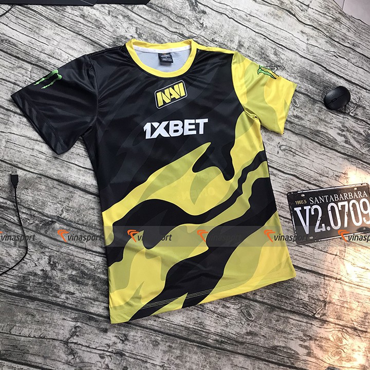 Áo game thi đấu Esports thun ngắn tay nam - Mẫu NAVI 2020 màu vàng, dáng suông, vải thun mè | BigBuy360 - bigbuy360.vn