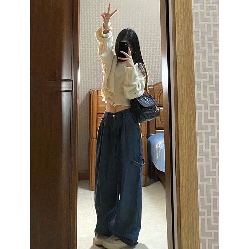 Áo Sweater Dệt Kim Thiết Kế Rách Dáng Rộng Thời Trang Thu Đông Mới Cho Nữ
