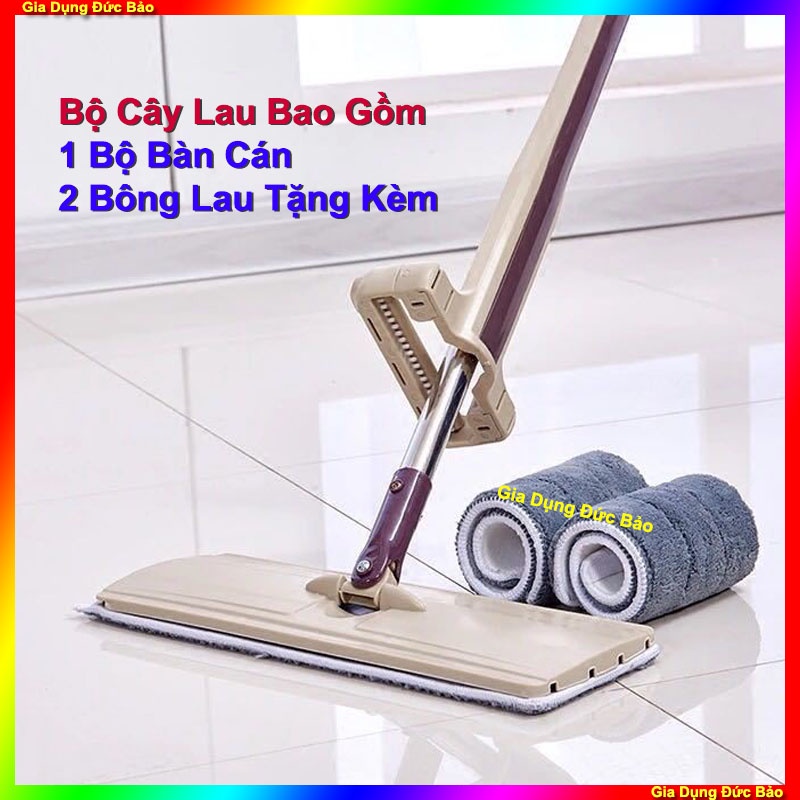 Cây Chổi Lau Nhà Tự Vắt  Xoay 360 Độ Tặng Kèm 2 Bông Lau