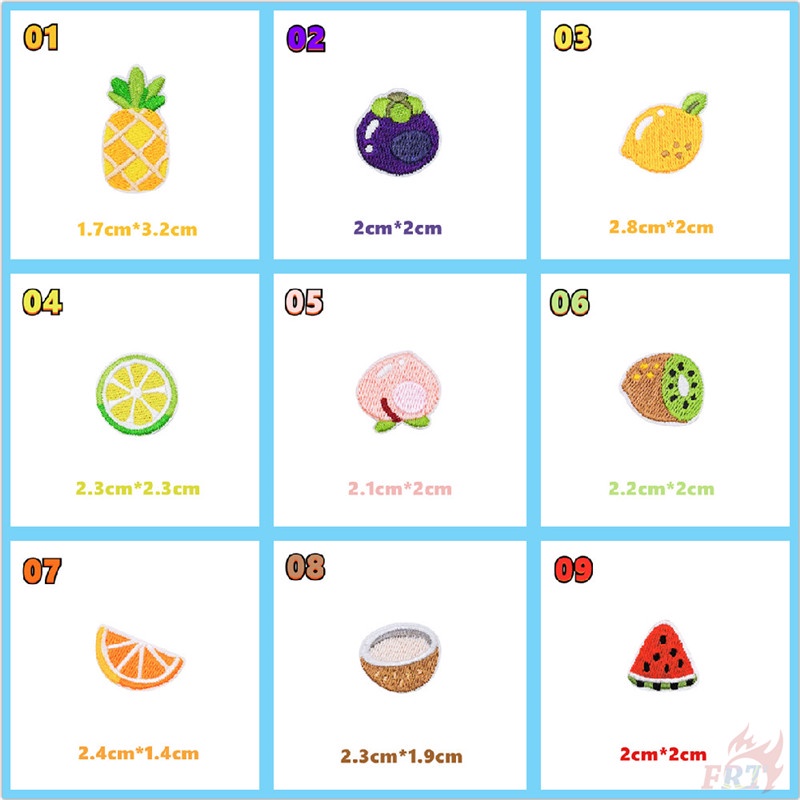 Miếng vá quần áo dạng ủi/ thêu kiểu dáng trái cây mùa hè hoạt hình đáng yêu