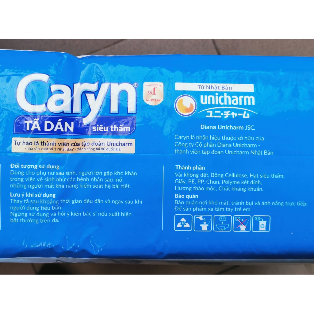 [CHÍNH HÃNG] Bỉm Người Già - Tã Dán Caryn Size M40 (Vòng hông 61-106cm)