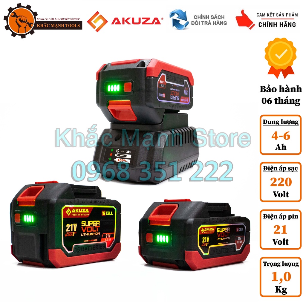 Bộ Sạc Và Pin AKUZA Dành Cho Khoan, Máy Siết Bulong, Máy Bắn Vít Cầm Tay Hàng Chất Lượng Cao