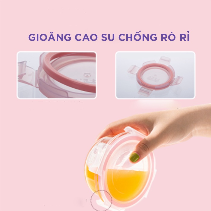 Hộp trữ đông cốc nấu cháo thủy tinh có vạch chia cho bé ăn dặm Luvamo AD80