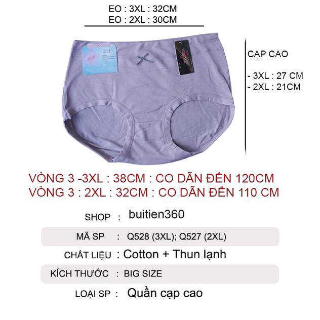 Quần lót nữ cạp cao muối tiêu Q528 chất đẹp big size 3XL from to cho người béo mập 60kg-70kg 80kg -90kg; bikini
