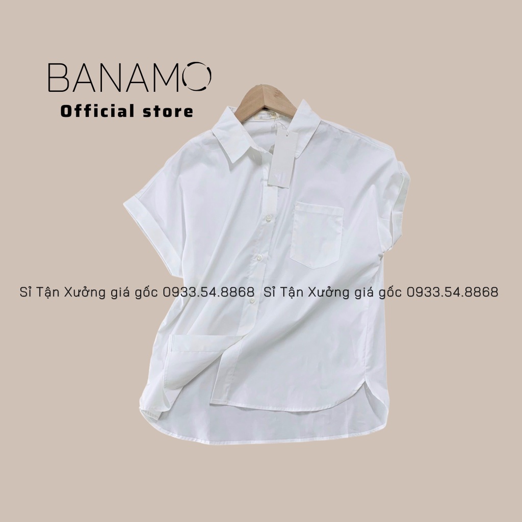 Áo sơ mi nữ tay hến phong cách công sở siêu đẹp thời trang Banamo Fashion sơ mi tay hến 3923 | BigBuy360 - bigbuy360.vn