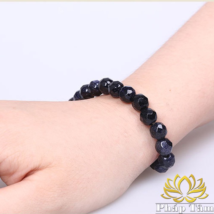 Vòng Tay Phong Thủy Đá Kim Sa Tím Than Vát Cạnh - Tâm Phong Thủy
