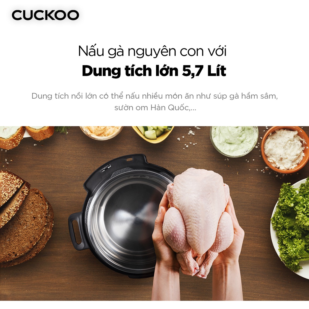 Nồi áp suất siêu tốc Cuckoo 5.7L CMC-A0655FB - Xả hơi nước an toàn với một chạm - Nắp có thể thảo rời