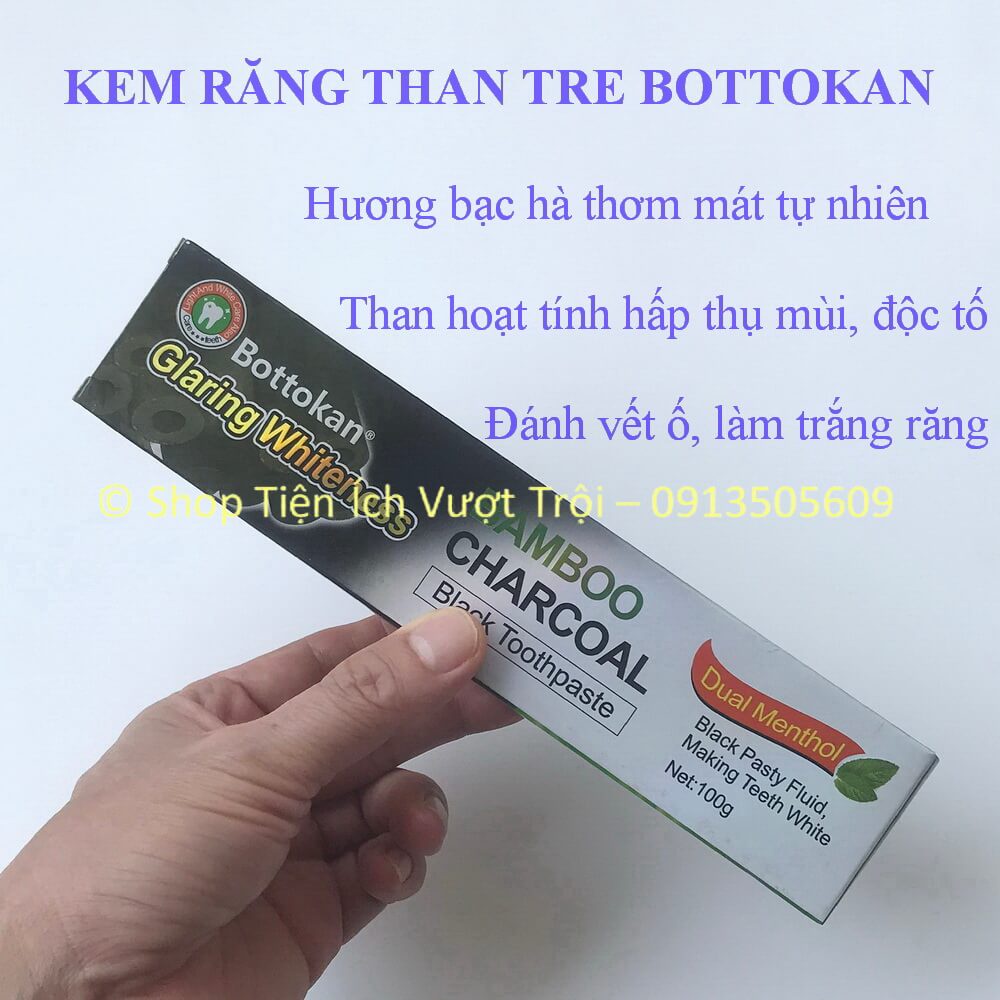 Kem đánh răng than tre hoạt tính Bottokan, thành phần tự nhiên, ngừa cao răng, giúp răng trắng khỏe-Tiện Ích Vượt Trội