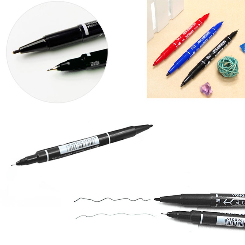 Bút Đánh Dấu Vĩnh Viễn Hai Đầu Móc Ngòi Mảnh/Vẽ Mực Chống Thấm Nước
