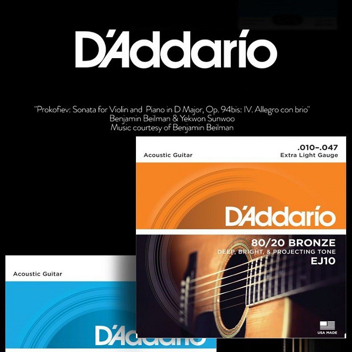 Bộ Dây Đàn Guitar Acoustic Cỡ 11 D'Addario cao cấp EZ910