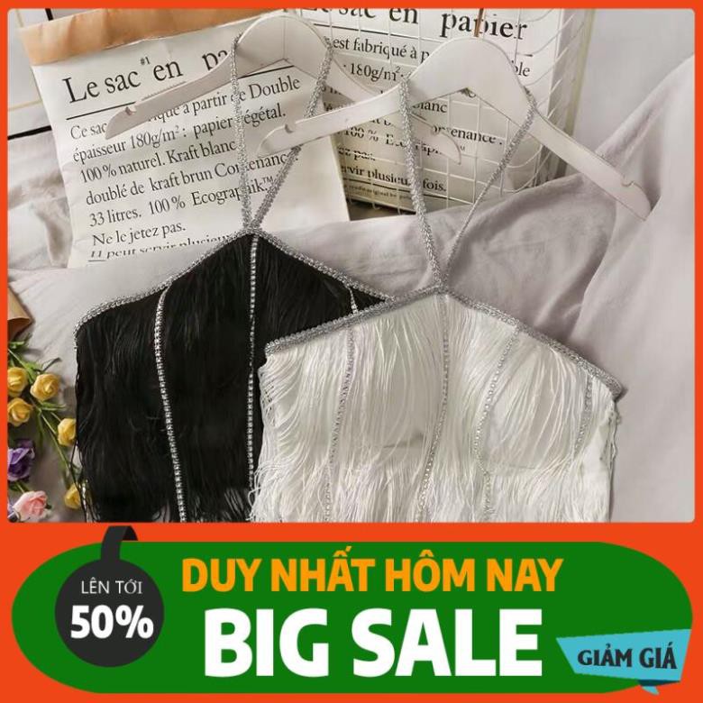 HOT HOT áo kiểu nữ tua rua dây xích yếm nữ bling lấp lánh đính đá hạt