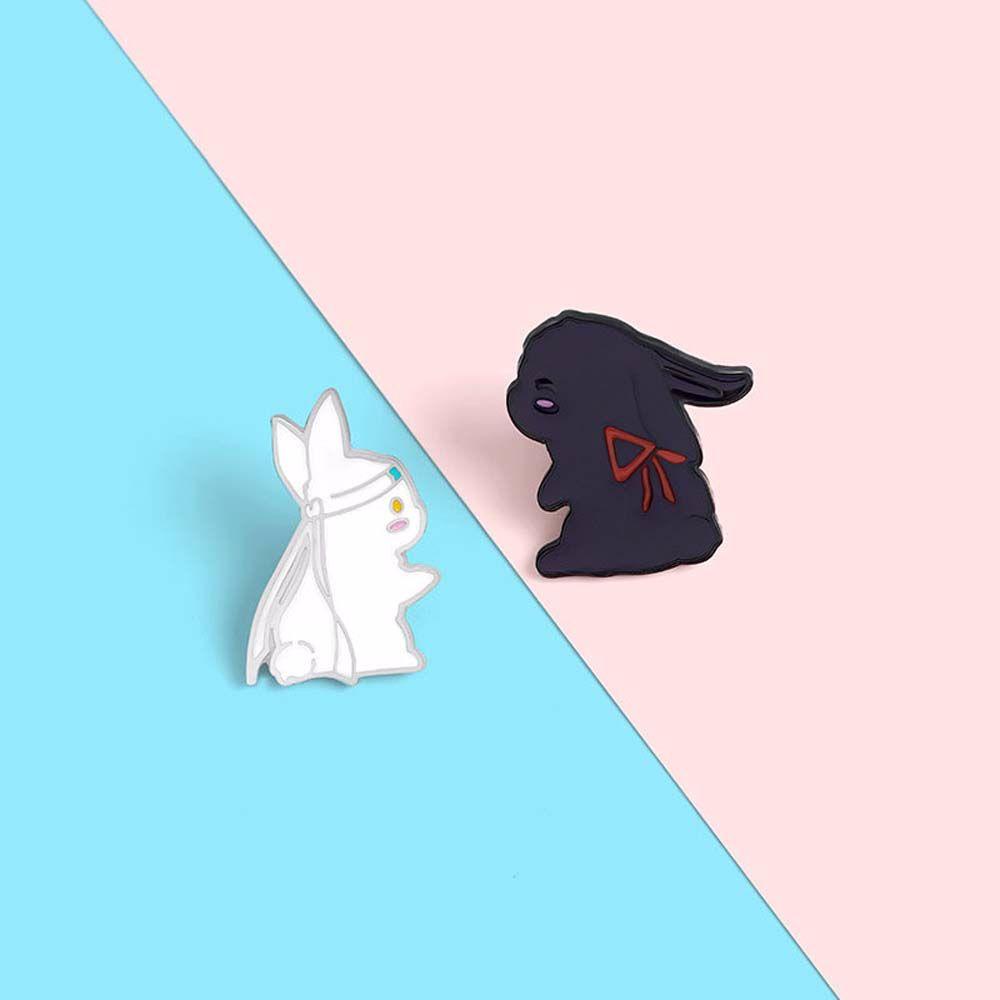 Huy Hiệu Cài Áo Hình Thỏ Trắng Đen Hoạt Hình MXGOODS Mo Dao Zhu Shi Grandmaster of Demonic Wei Wuxian Chen Qing Ling
