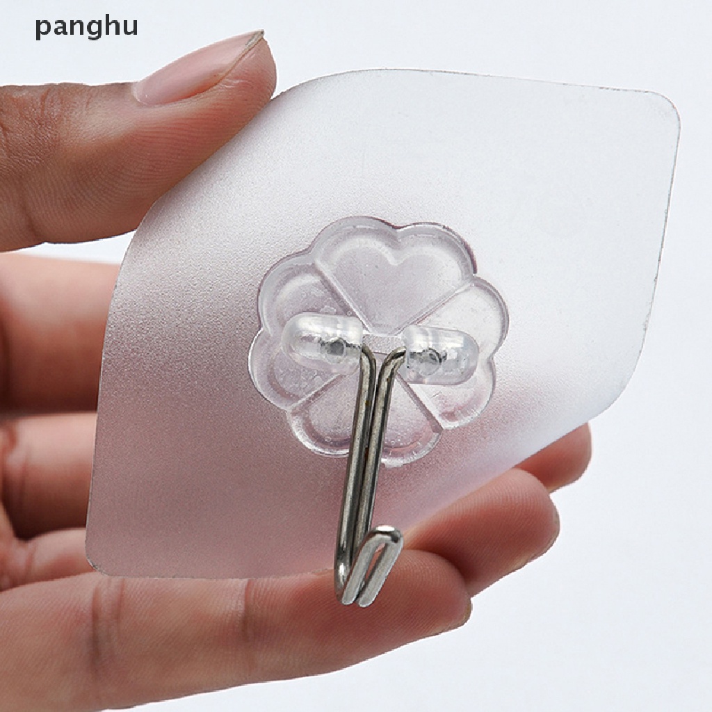 10 Móc Treo Đồ Dán Tường Bằng Thép Không Gỉ Trong Suốt Đa Năng