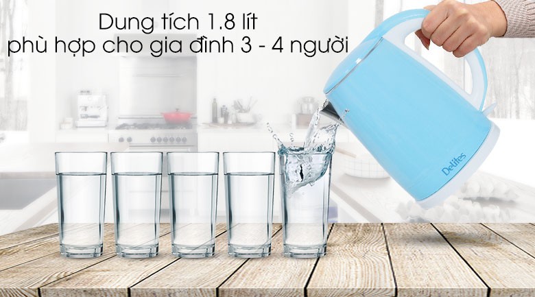 Bình siêu tốc Delites 1.8 lít ST18DB01 ( trưng bày)Vỏ bình bằng nhựa dễ chùi rửa, ruột bình bằng