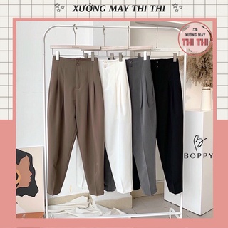 Quần baggy nữ quần công sở cạp cao dáng thụng 2 khuy Ulzzang cao cấp, chất liệu dày dặn