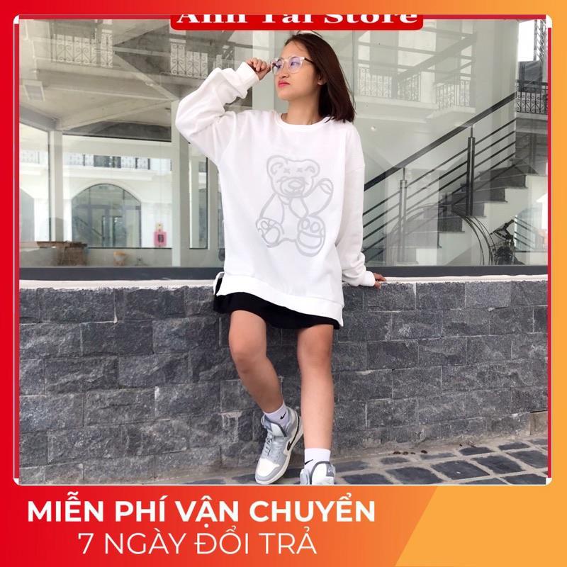 Áo Sweater nam nữ in hình gấu phản quang chất nỉ bông giày đẹp form rộng unisex phong cách Hàn Quốc TA 1102