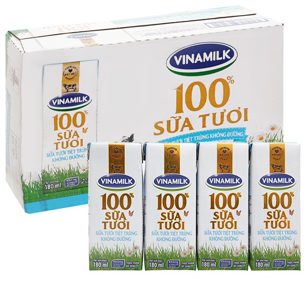 Thùng 48 hộp sữa tươi không đường Vinamilk 100%