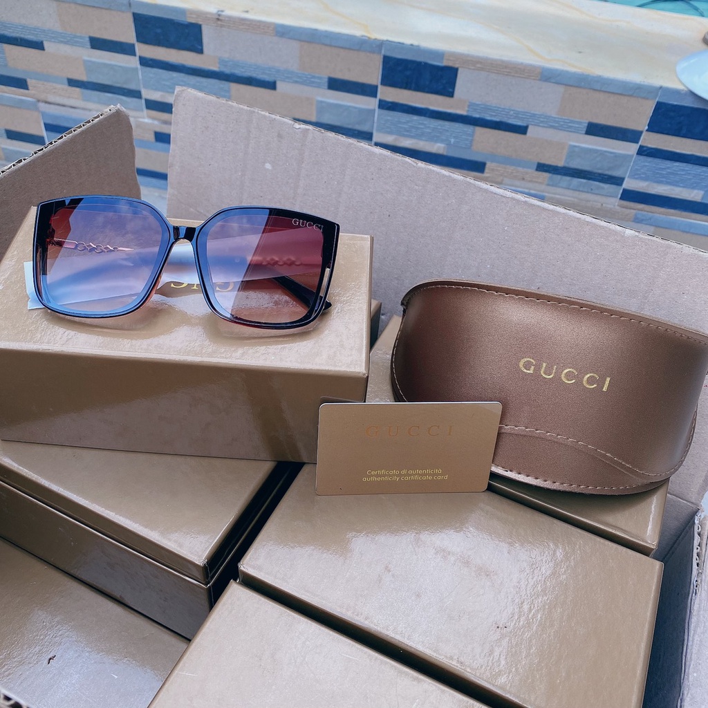 Kính Mát Thời Trang Nam Nữ gucci Full Box Gọng Vuông Nhỏ Nhựa Cao Cấp - Kính Râm Đi Biển Rất Đẹp