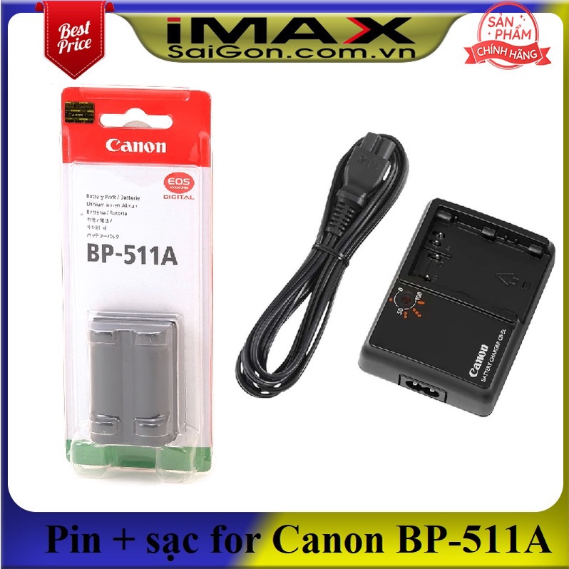 Bộ 1 pin 1 sạc máy ảnh cho Canon BP-511