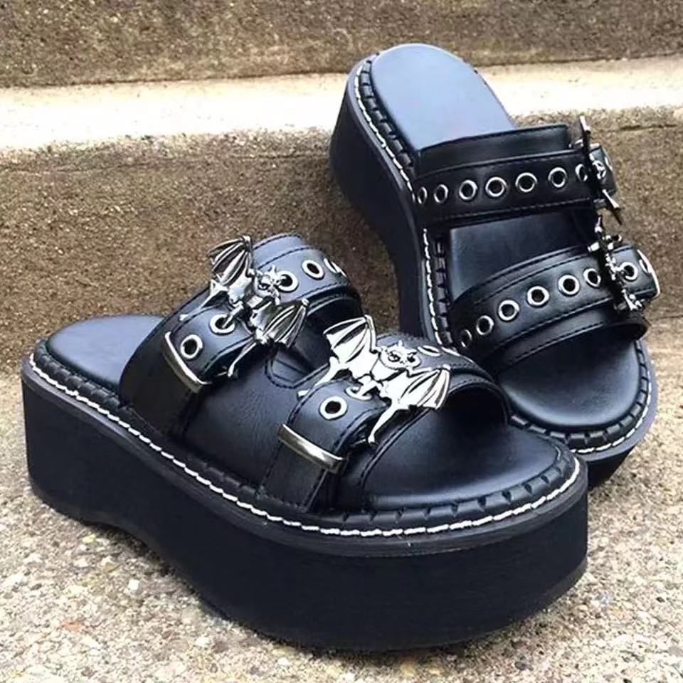 Xăng đan Đế Xuồng Dày Phong Cách Gothic Thời Trang Mùa Hè 2022 Plus Size 43 Cho Nữ