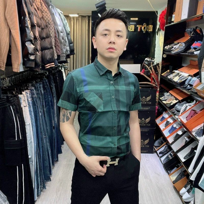 Áo sơ mi nam nữ bbr sọc caro tay ngắn và tay dài