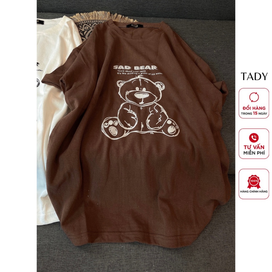 Áo Phông 3158 Unisex Form Rộng Chất Cotton Khô - Áo Thun 3158 Sad Bear Free Size
