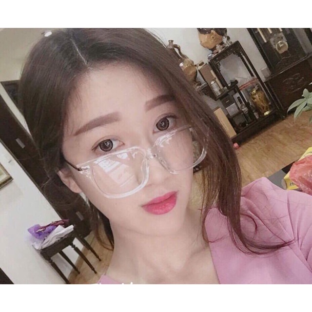 Kính Trong Suốt mắt vuông bé- gọng kim loại