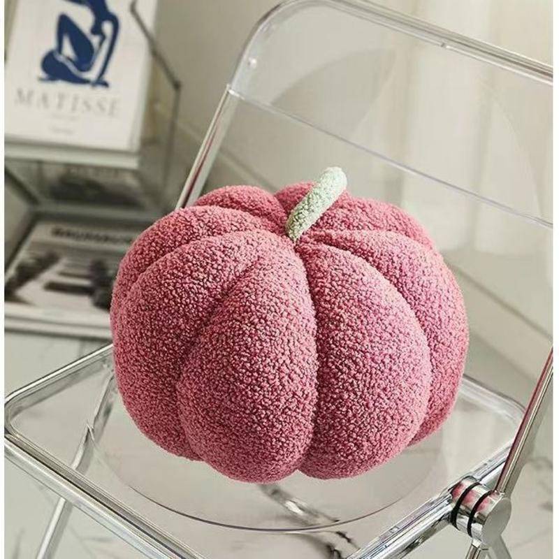 Gối Tựa Lưng Bằng Nhung Hình Quả Bí Ngô Dễ Thương Phong Cách Bắc Âu