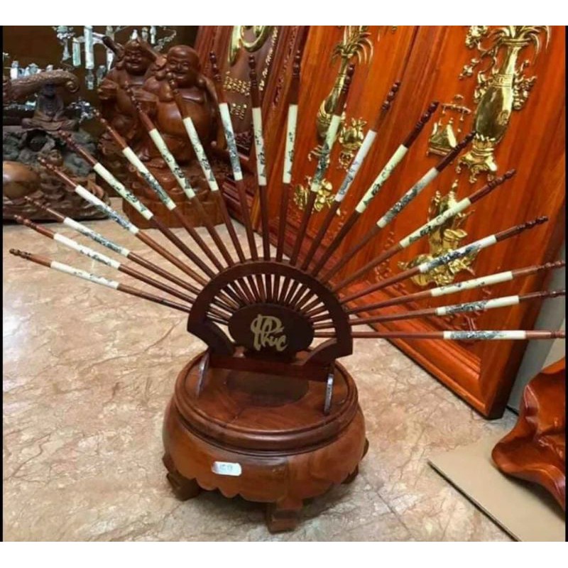 Bộ đũa thờ xòe hình quạt gỗ hương