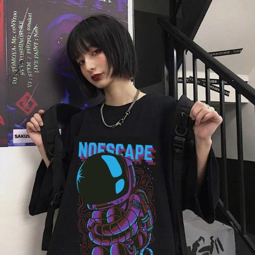 Áo thun tay lỡ phông Unisex from rộng nam nữ KAKISHOP , áo màu đen ulzzang in hình phi hành gia NOESCAPE | BigBuy360 - bigbuy360.vn