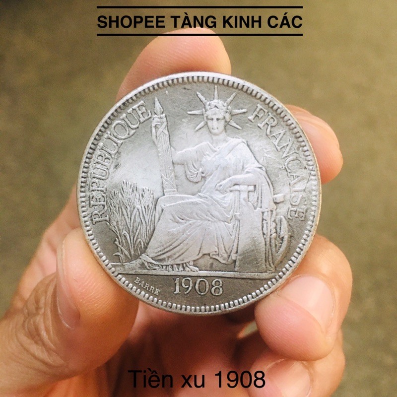 Tiền xu cổ - Đồng xu bạc Bust Silver Dollar năm 1908