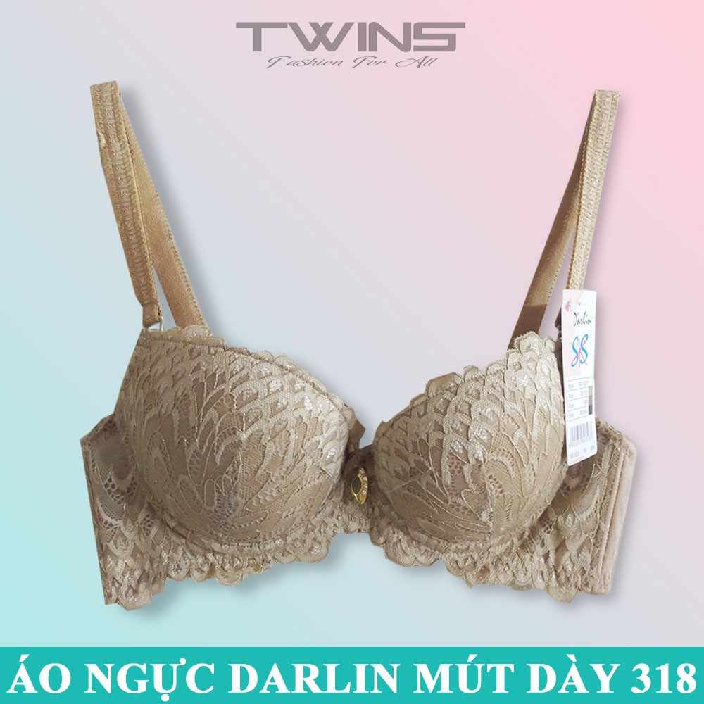 Áo ngực nữ ren nâng ngực tạo khe Darlin 318 có gọng cúp xéo mút dày mềm mịn size 32-34-36-38 cho nữ mặc áo dài