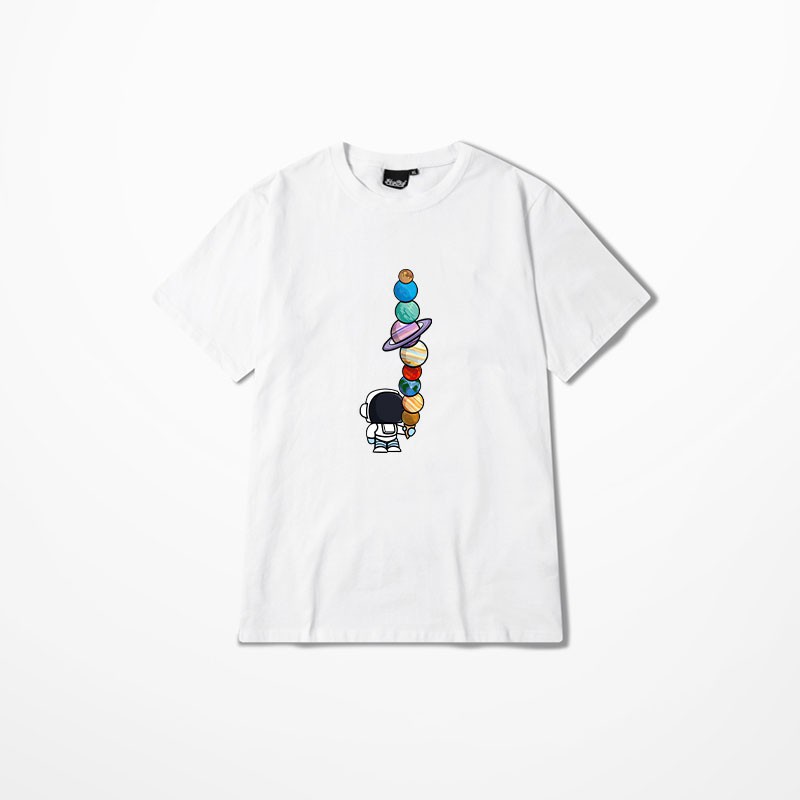 Áo thun tay lỡ iFashion 100% cotton dáng unisex form rộng in hình tiểu phi hành gia N003