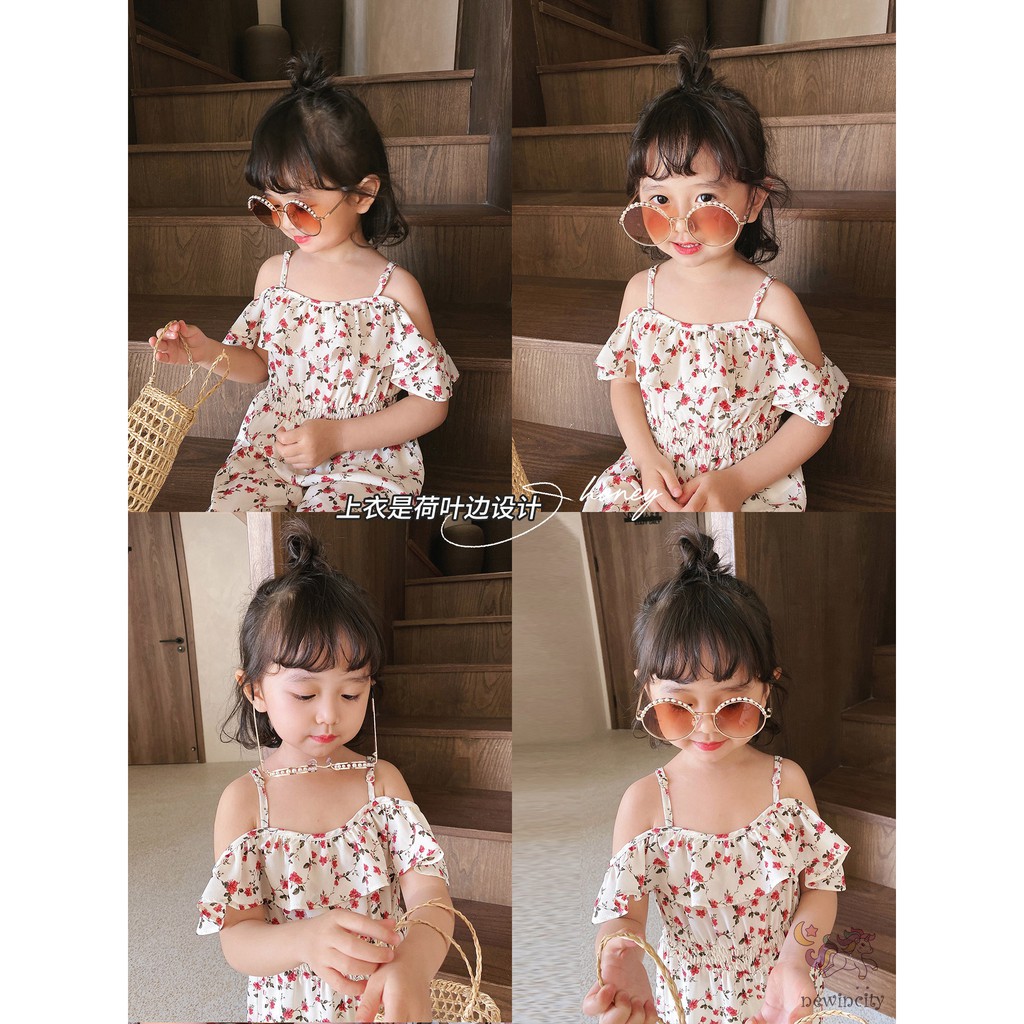 Áo liền quần in họa tiết hoa xinh xắn phong cách Hàn Quốc cho bé gái