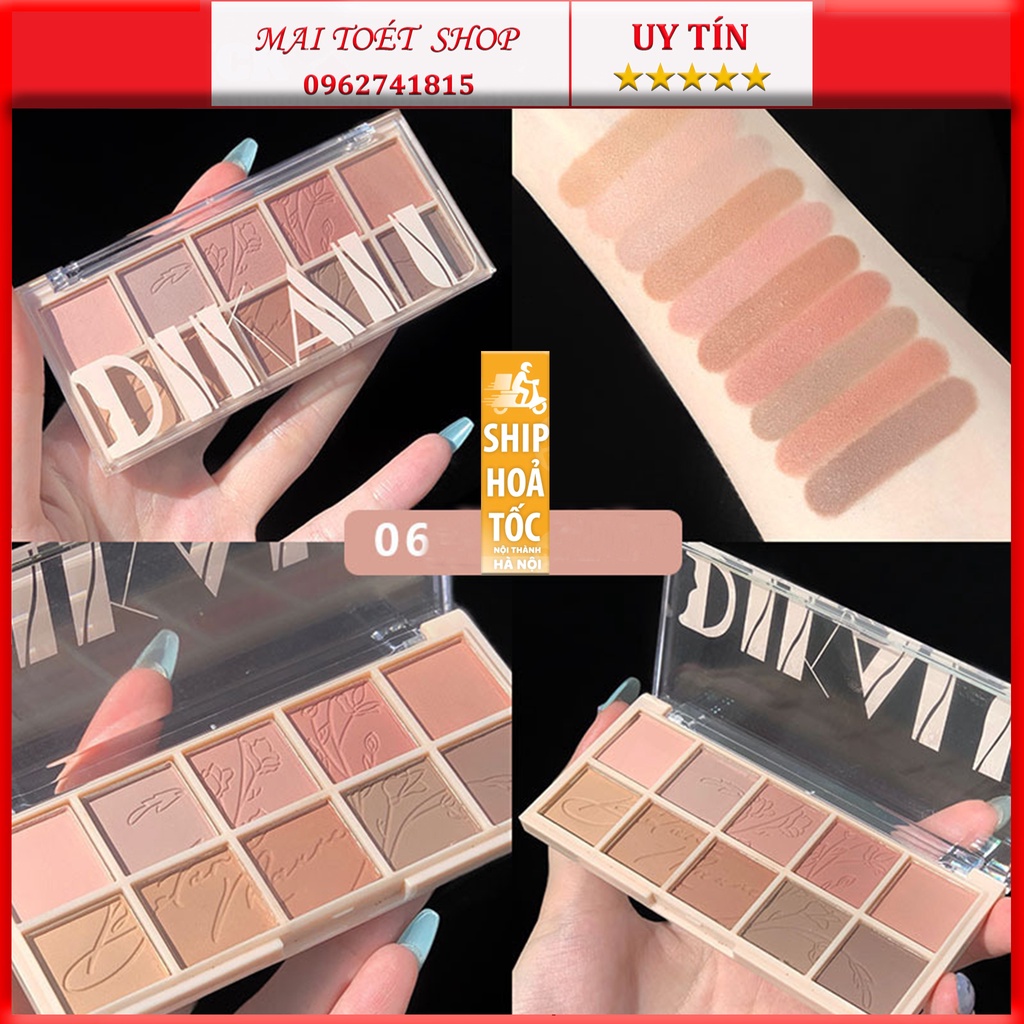 (Hàng Mới - Tặng cọ)Bảng phấn mắt nhũ lì 10 ô Dikalu Autumn Breeze, Bảng phấn Mắt Nội Địa Trung