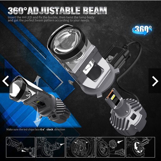 Đèn led bi mini DMEX F40 ô tô / xe máy chính hãng 55W chân H4 6000K