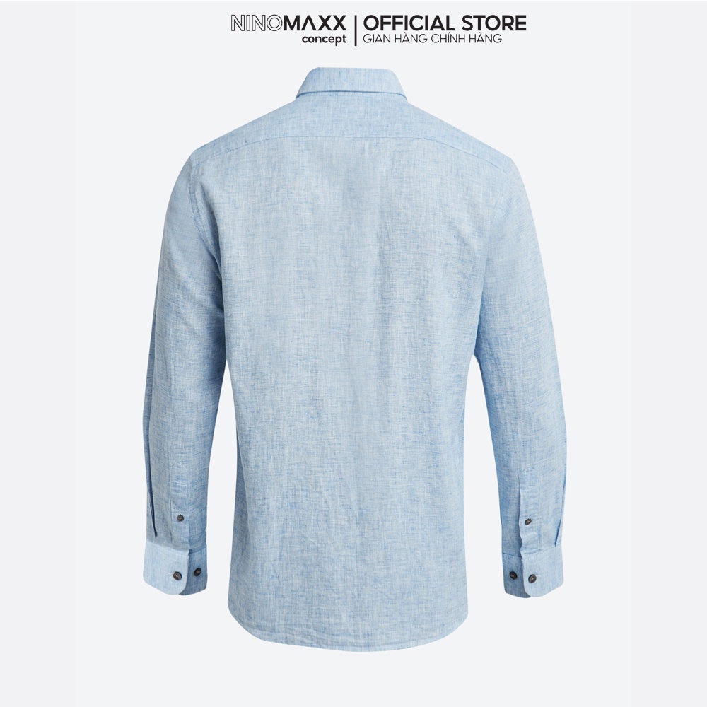NINOMAXX Áo Sơ Mi Nam dài tay dáng slim fit vải lanh pha cotton nhiều màu 1811007