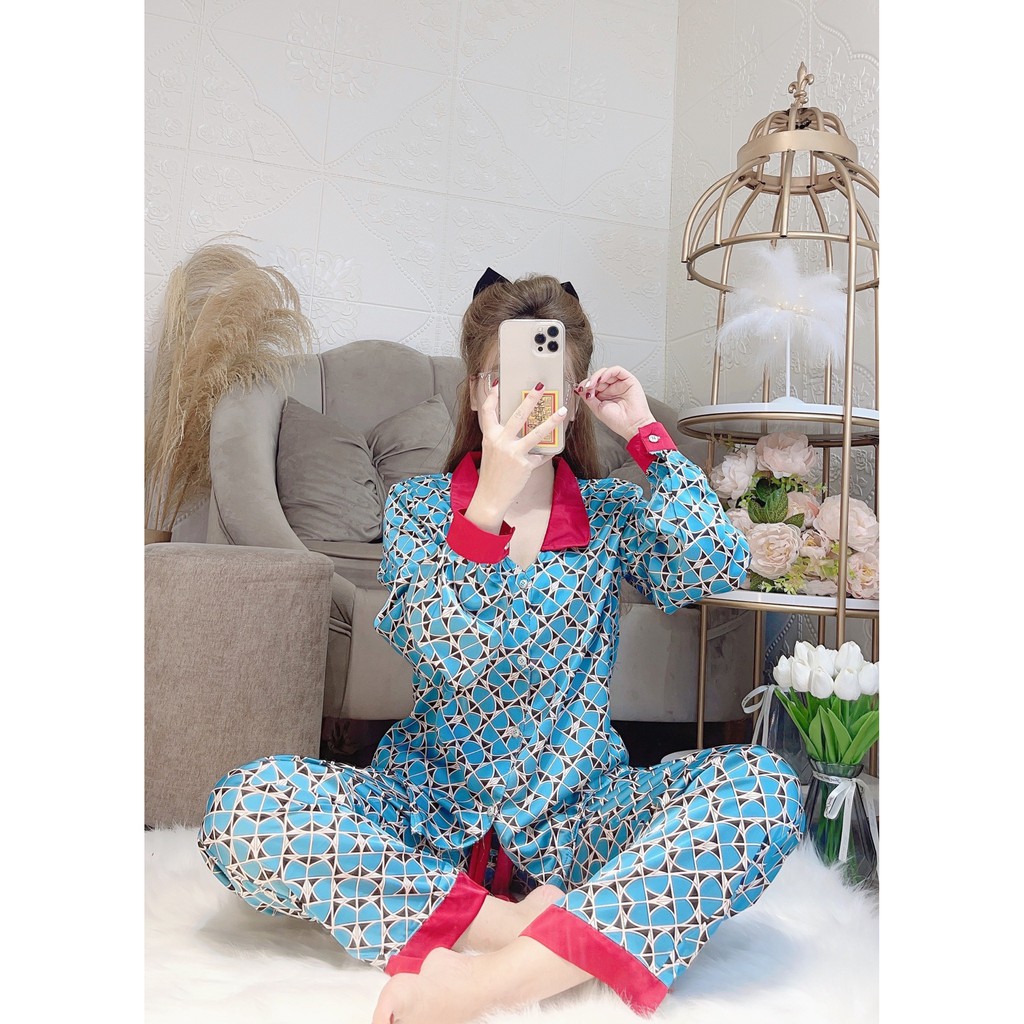 Bộ đồ ngủ mặc nhà - Bộ pijama dài tay lụa mango cao cấp [ SIÊU HOTT ] mềm mịn, thoáng mát, sang chảnh..