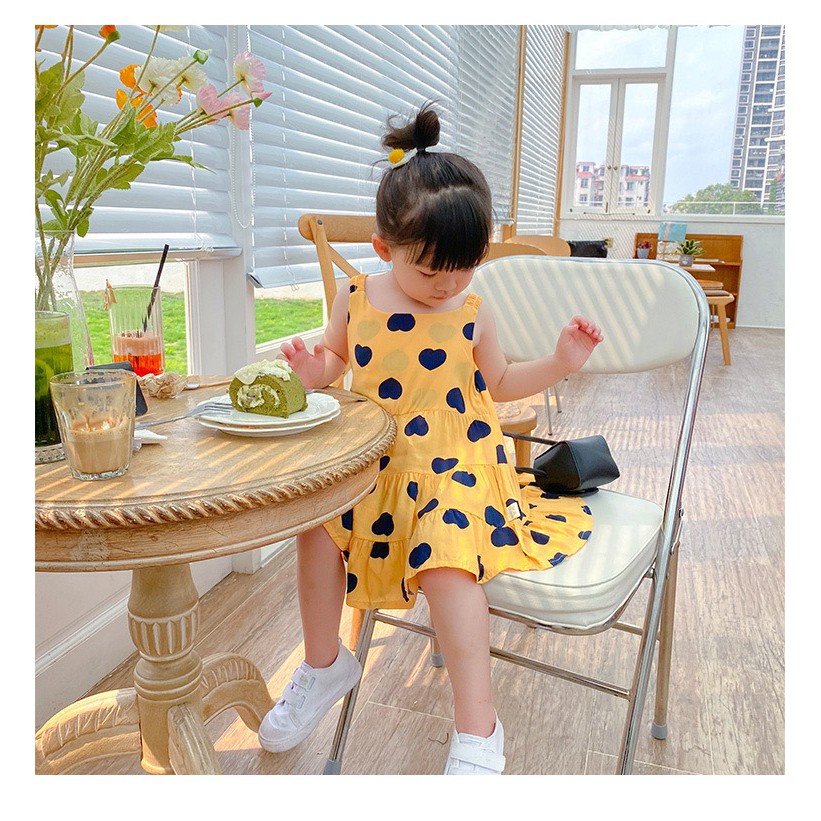 Váy lanh 2 dây bé gái HK KIDS, kiểu đầm dáng suông chất lanh cao cấp thoáng mát cho các bé diện hè (size từ 1-6 tuổi)