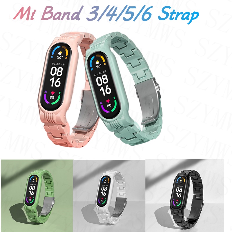 Dây Đeo Thay Thế Chất Liệu Nhựa Màu Trơn Cho Xiaomi Mi Band 6 5 4 3 5 6