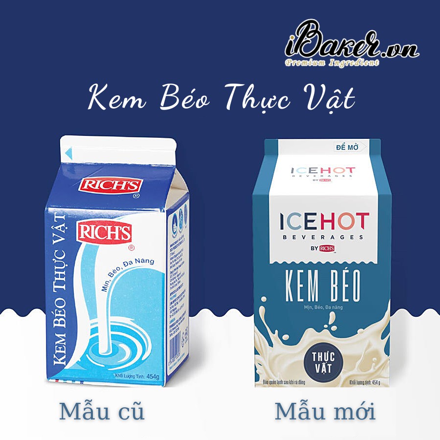 Ship Hỏa Tốc Kem béo thực vật Rich's lùn 454g (giao ngẫu nhiên bao bì)