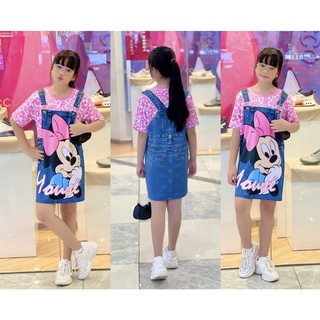 Đầm thun lạnh in yếm jean