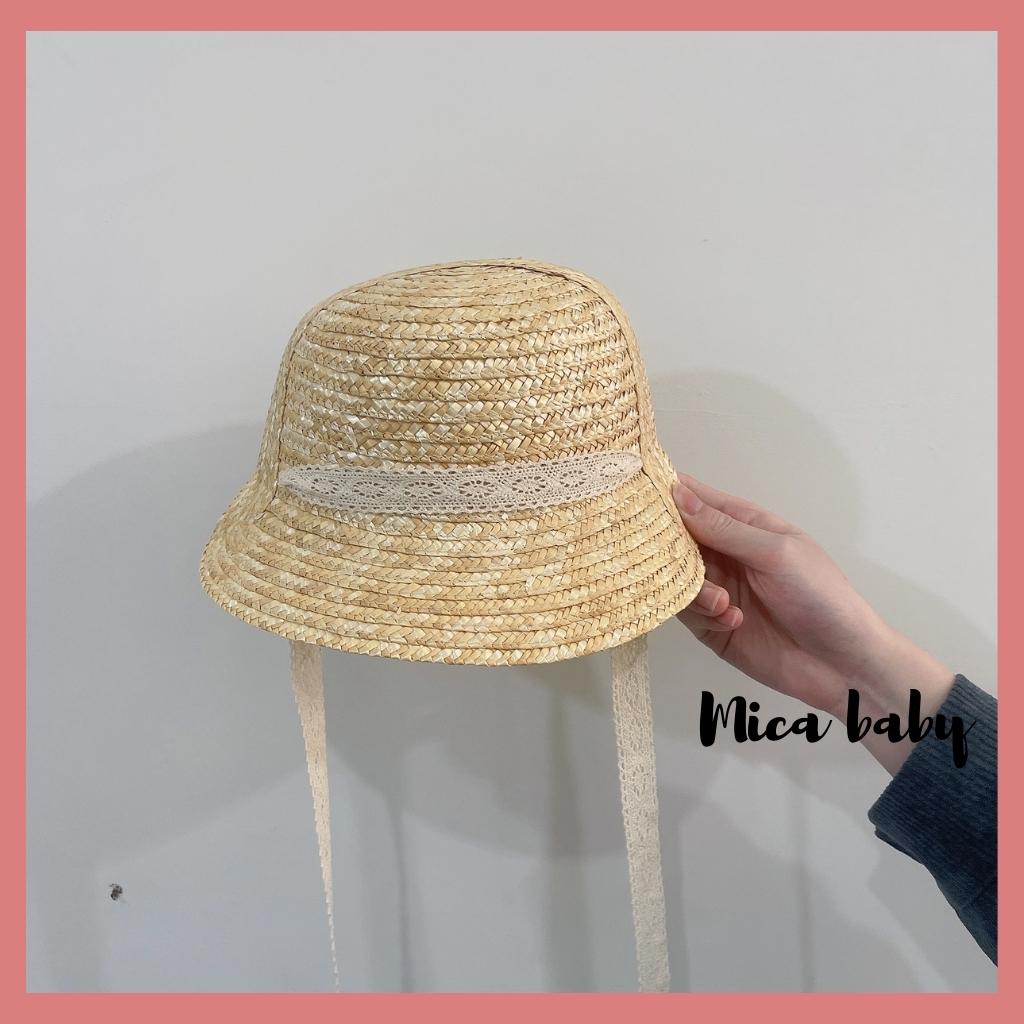 Mũ cói nửa đầu buộc dây phong cách hàn quốc đáng yêu cho bé Mica Baby MH158