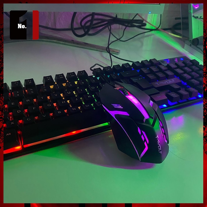 Combo Bàn Phím Chuột Gaming Máy Tính T-WOLF TF200 Led Rgb Chuột Bàn Phím Vi Tính Laptop Pc Chơi Game Có Dây