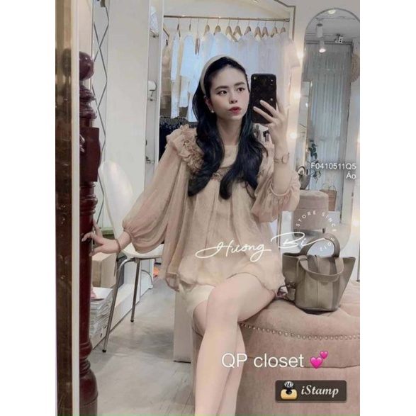Áo tơ óng ngực phối bèo nhún có lót cực xinh hàng QC!