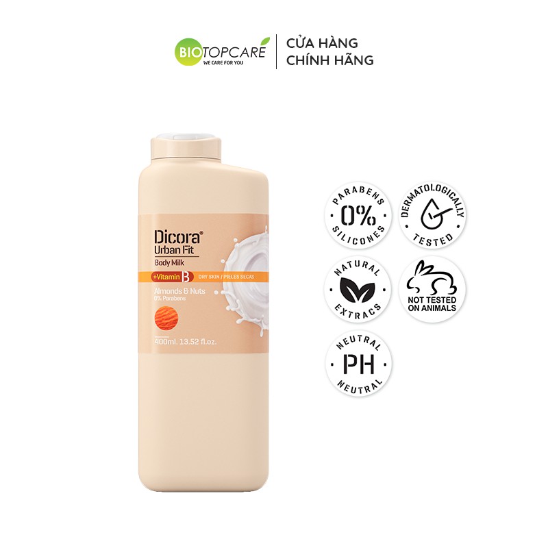 Sữa dưỡng thể Dicora Urban Fit Almonds & Nuts Vitamin B 400ml - BioTopcare Official | BigBuy360 - bigbuy360.vn