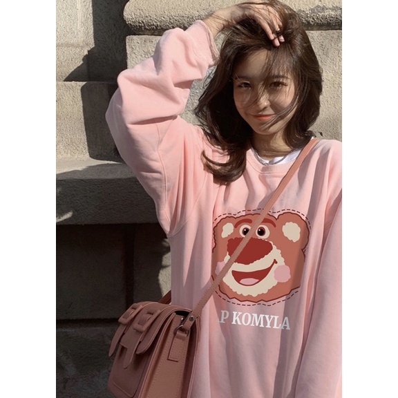 Áo Sweater Nỉ Bông Gấu Hồng Xinh Xắn