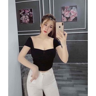 Áo croptop trơn cổ vuông sang chảnh TTSLA0199
