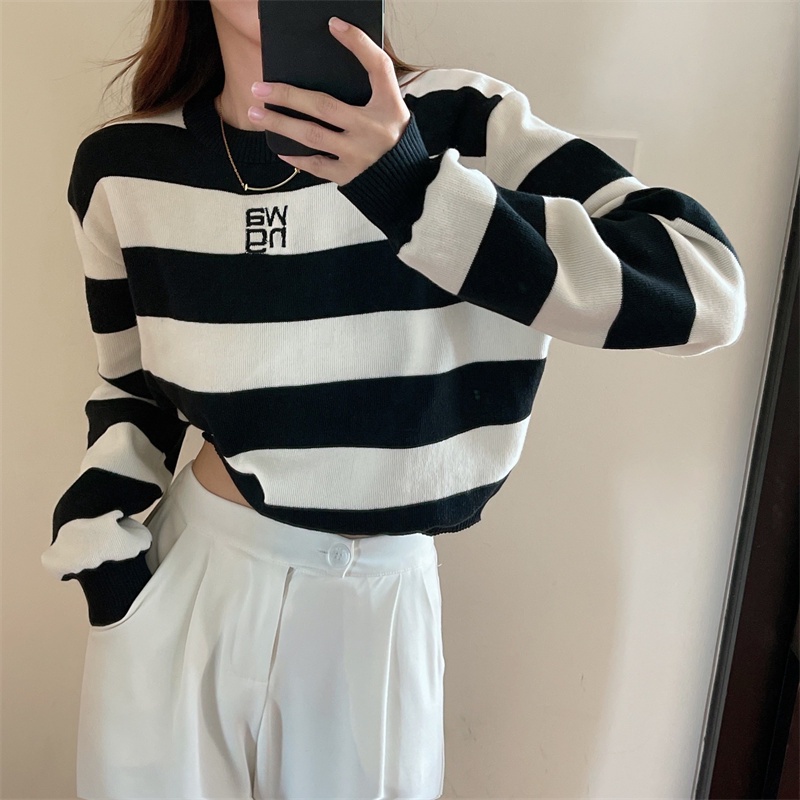 QKOOLE  Áo thun tay dài cổ tròn dáng ôm phong cách Hàn Quốc thời trang cho nữ